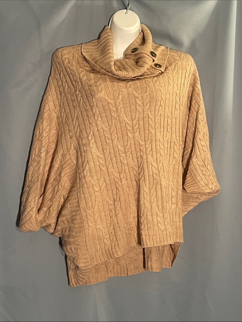 Design History Cable Knit Button Cowl Sweater - Cream